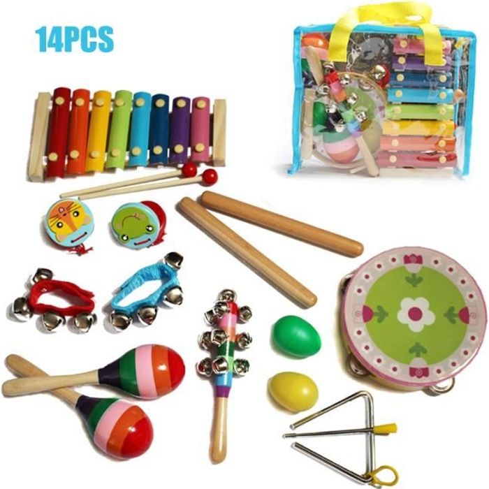 14pcs Bebes Hochets Jouets D Eveil Tambourin Instruments De Musique Cdiscount Puericulture Eveil Bebe