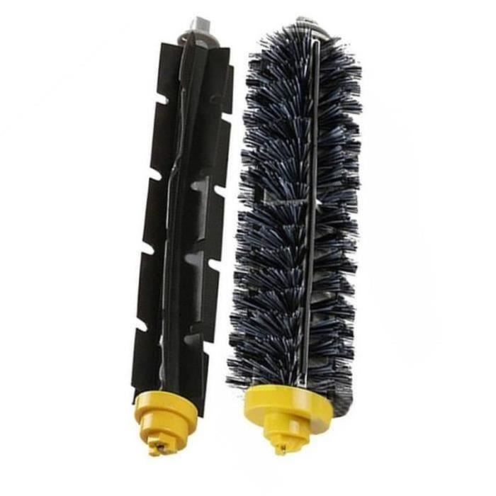 Lot 2 Rouleaux Principaux Brosse Centrale IRobot Roomba Série 600 700 - Poils Et Silicone