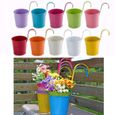 RUNFON Assortiment de 10 pots de fleurs colorés à suspendre sur balcon, métal  Dream 2602196-1