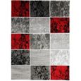 SUBWAY CUBE Tapis de salon en polypropylène - 160x230 cm - Rouge et gris-1
