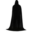 COOK-Cape à Capuche En Velours Robe Longue Capes de Sorcière Costume D'Halloween 170cm Le noir-1