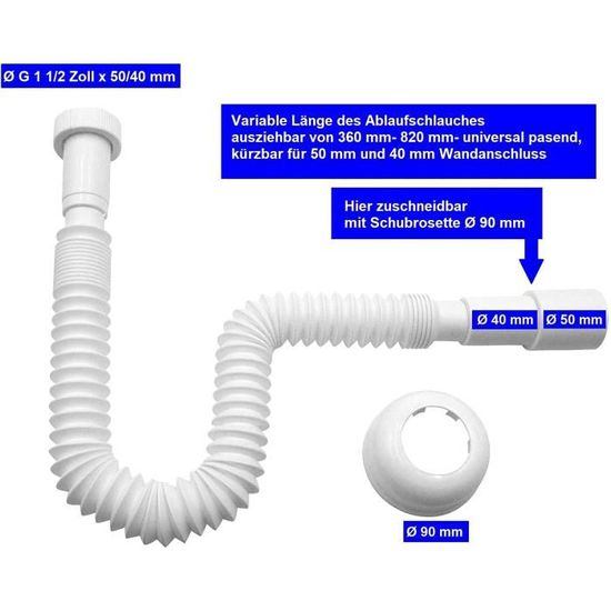 Siphon lavabo avec tuyau flexible – Siphon évier souple avec raccord – Tuyau  flexible plomberie – Fabriqué en Allemagne[43] - Cdiscount Bricolage