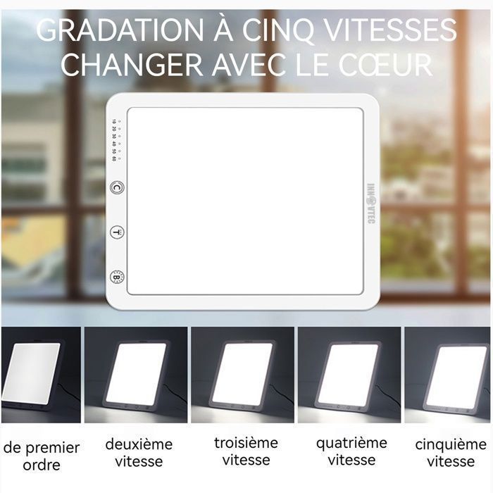 Lampe de luminothérapie - INNOVTEC - 10000 LUX - 3 températures (3000–6500K) - 5 niveaux de gradation - 11,5W - Electroménager