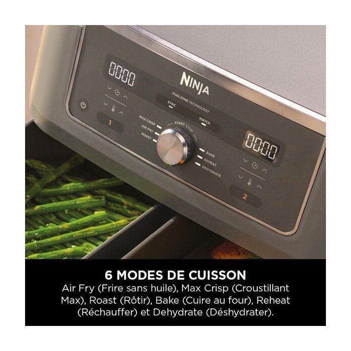 Friteuse Electrique sans huile Dual Zone NINJA Foodi Ma AF400EU 2470W 9 5L 2 tiroirs - Friteuse