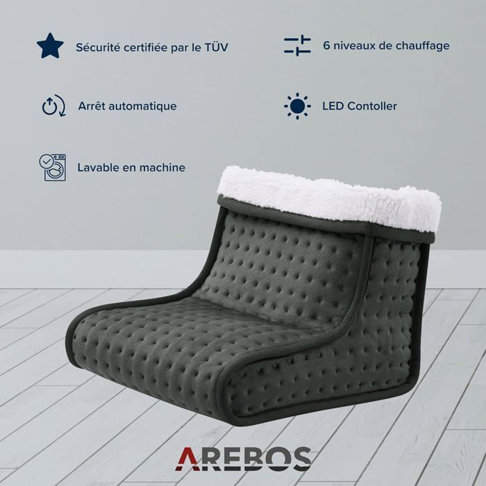 Chauffe-pieds électrique AREBOS 100W Avec 6 Niveaux - Sac à Chaleur Pour Chaussures