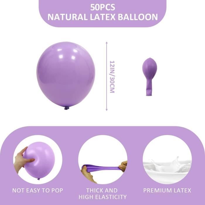 Ballon de baudruche latex biodégradable : 10 ballons mix mauves