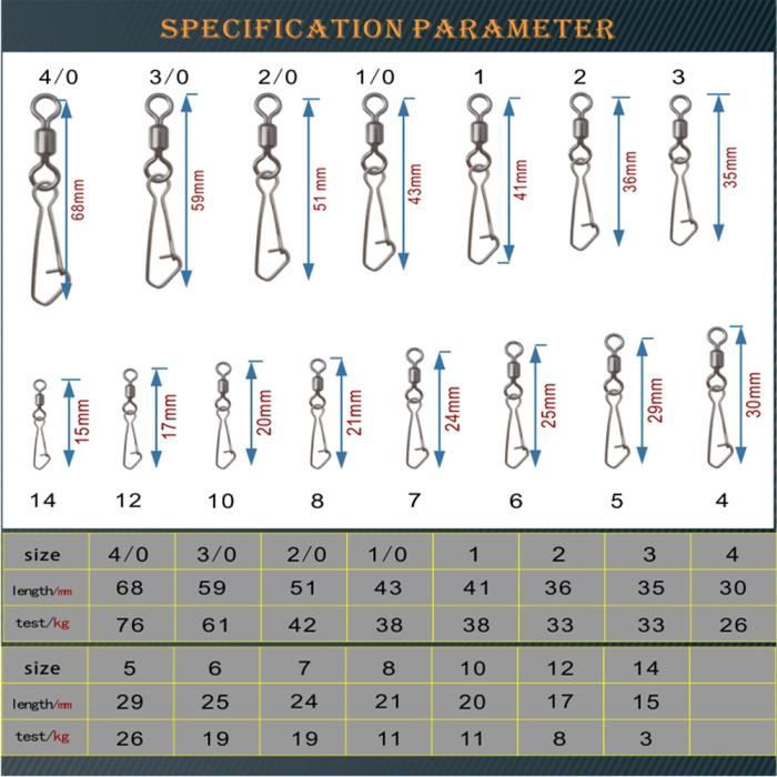 Émerillons De Pêche Alomejor - 50 Pièces En Acier Inox - Verrouillage Rapide - 2# 4# 5# 6# 8# - Parfait Pour La Pêche En Extérieur - 2