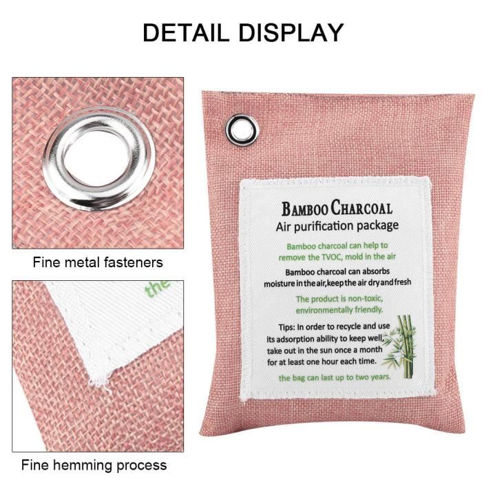 Pandoo 2 X 200g Désodorisant En Bambou Naturel Avec Charbon Actif - Purificateur D'air, Déshumidificateur, Pour 2 Ans, Sans Chimie Et Polluants Et