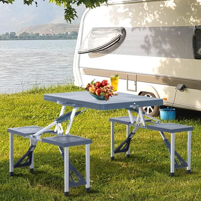OUTSUNNY Table pliante en aluminium table de camping table de