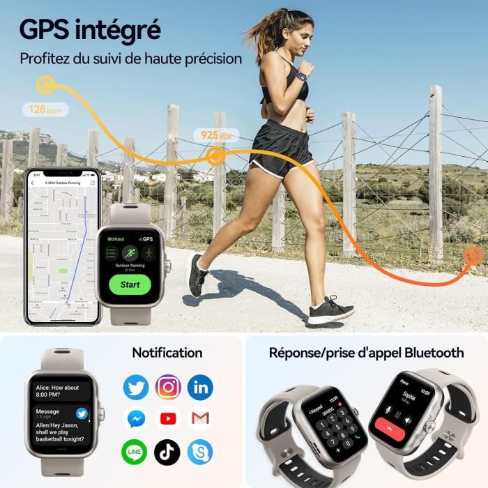 Montre Connectée Homme - Appels Bluetooth, 150+ Modes Sport, étanche IP67 - Compatible Android IOS