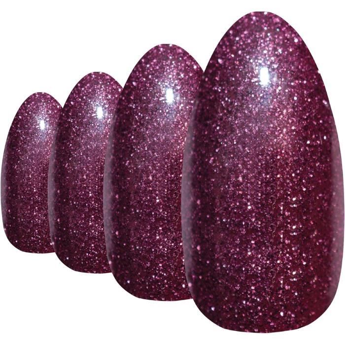 Faux Ongles Rouge Marron Gel 24 Stiletto Longue Faux bouts d'ongles ...
