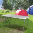 COSTWAY Table de Camping Portable Table de Jardin Pliable 182 x 75 x 74,5CM Blanche Imperméable en Plastique Charge Max: 150KG-2