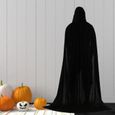 COOK-Cape à Capuche En Velours Robe Longue Capes de Sorcière Costume D'Halloween 170cm Le noir-2