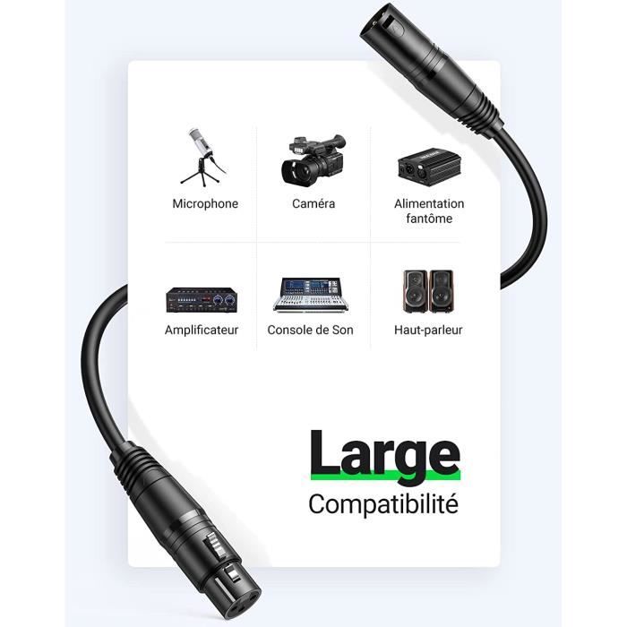 Câble hi-fi xlr - 2m - Câble Audio XLR mâle vers femelle, une paire de  câbles OFC M-F blindés pour mélangeur - Cdiscount Informatique