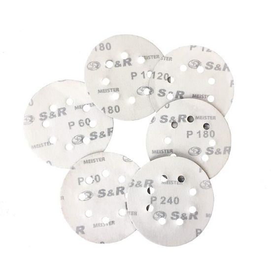 S&R 70 Disques Papier Abrasifs 125 mm Ponçage:P60/P80/P120/P180