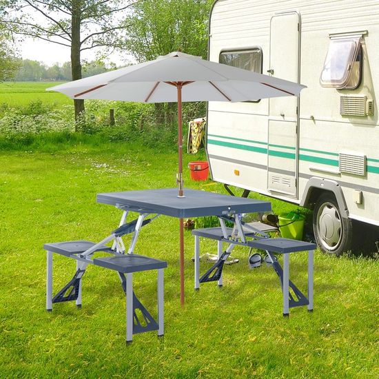 Table Pliante Camping Outplea - Aluminium Ultraléger 1kg - 42x15x8cm Pliée - Pour Pique-Nique, Voyage, Extérieur