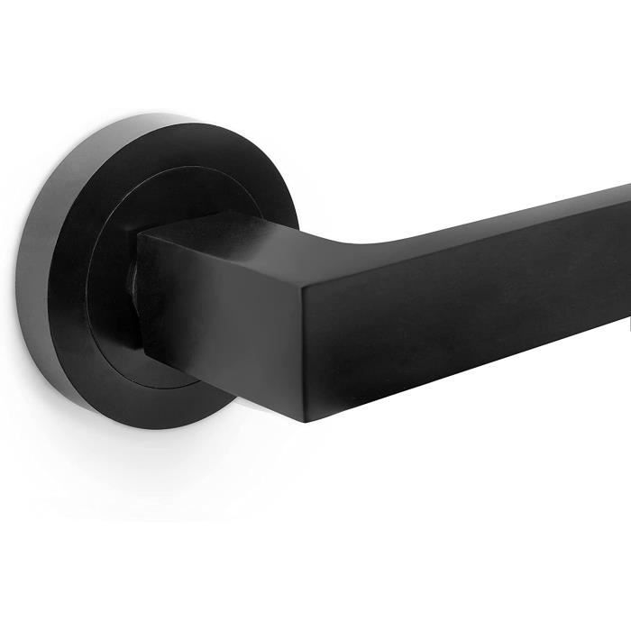 Poignée de porte intérieur, ensemble de poignées de porte avec rosace D.50  mm, Aluminium, noir.[37] - Cdiscount Bricolage