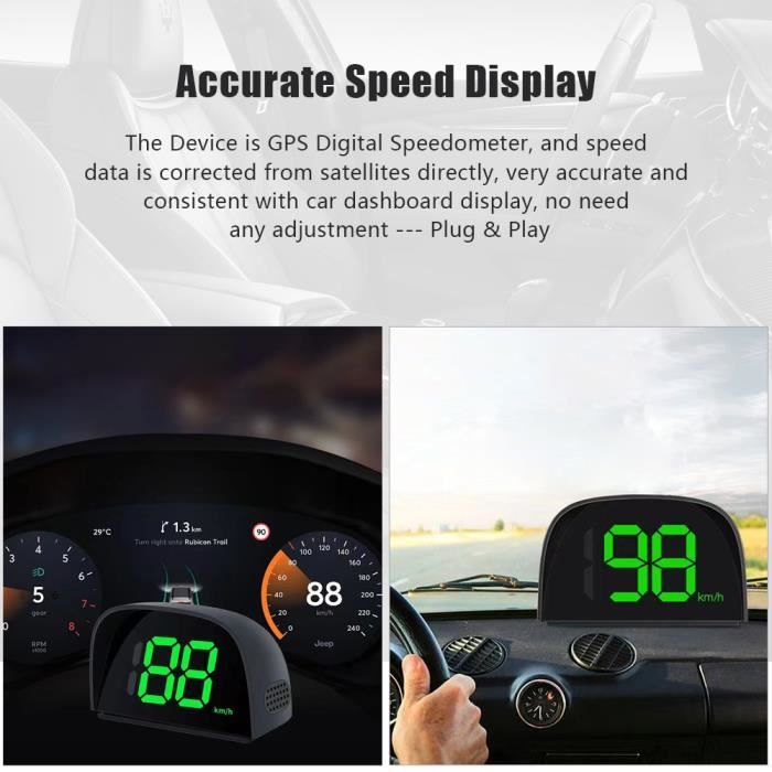 Compteur vitesse voiture Affichage Tête Haute HUD GPS - Cdiscount Auto