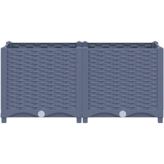 Lit Surélevé 80x40x38 Cm Polypropylène - Jardinière Pour Fleurs, Herbes Et Potager