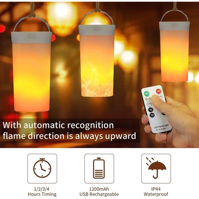 Ventes Flash Noël : LUCECO Lampe LED à Effet Flamme Rechargeable, Avec Câble USB - Étanchéité IP65 - Noir Pas Cher