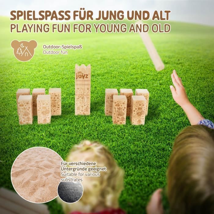 Jeu De Kubb En Bois Ocean 5 | Jeu De Lancer Viking Pour Extérieur, 12 Blocs Numérotés - 3