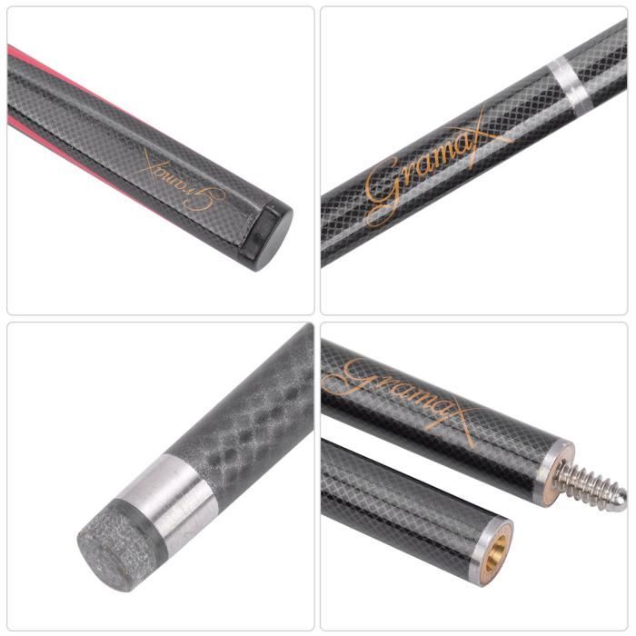 Queue De Billard Fibre Carbone 1/2 Joint - Tête 11.8mm, Poids 500g, Longueur 142cm, Démontable