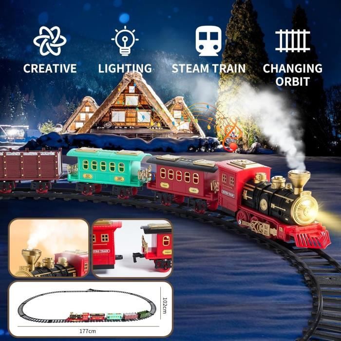 Train de noël ensemble de jouets voies ferrées électriques père noël Train de noël ensemble de jouets voies ferrées électriques père noël