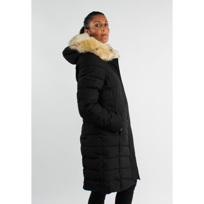 Doudoune longue femme Paragoose noir avec capuche a fourrure XL Noir Cdiscount Pret a Porter