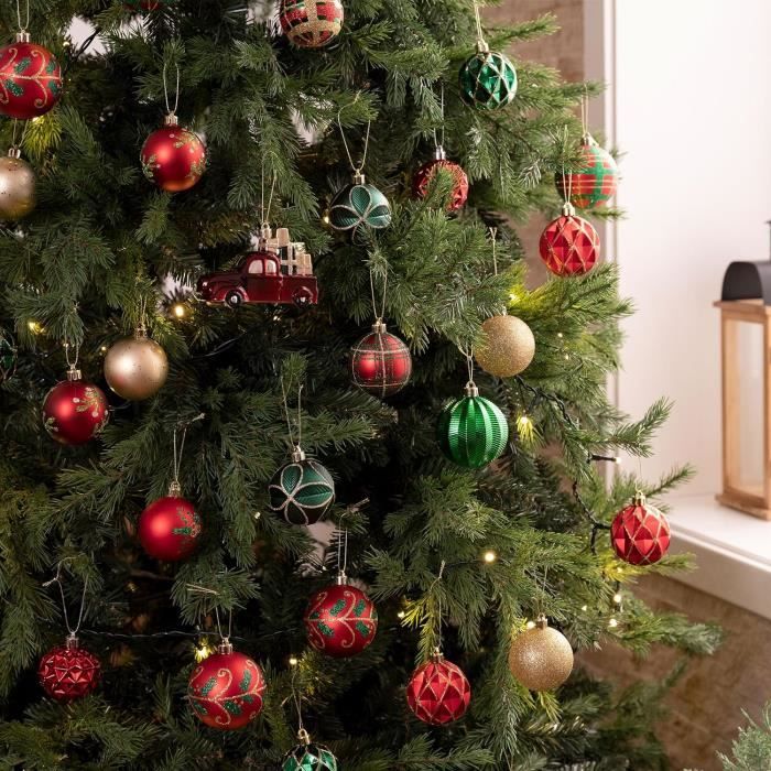 Boules De Noël Incassables - Lot De 12, Ø 6 Cm, Vert & Blanc, Mat Et Brillant, Avec Crochets - 11