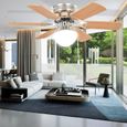 Intimiste Luxueux Haute qualité Magnifique Economique Jardin Ventilateur de plafond orné avec lumière 82 cm Marron clair-3