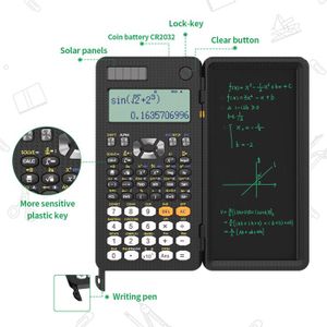Calculatrice Avec Tablette D'écriture LCD - Rechargeable USB-C - Écran Effaçable, 12 Chiffres - Poids 120g - Noir