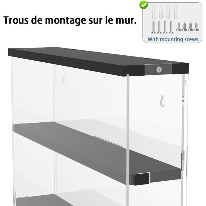Vitrine SORA pour de figurines avec panneau arrière noir