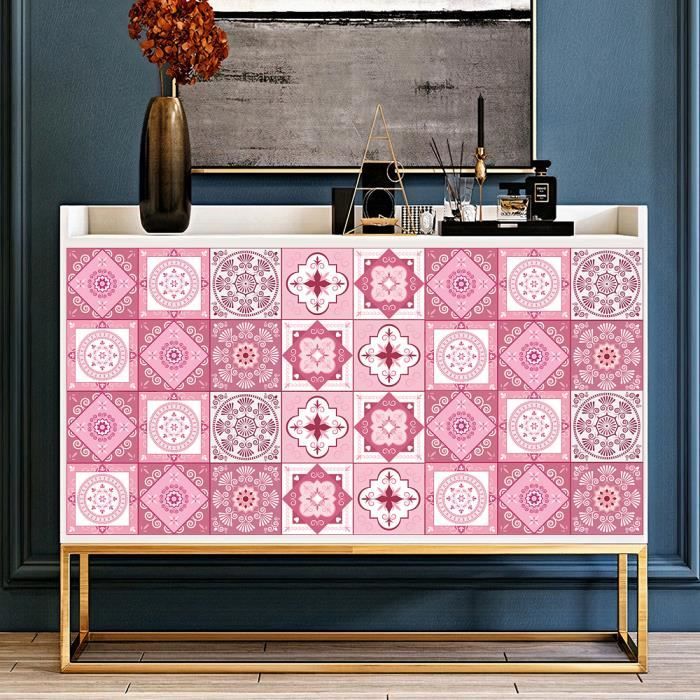 Lot De 10 Autocollants Décoratifs - Forme Carré - Couleur Rose - Dimensions 1x1 Cm