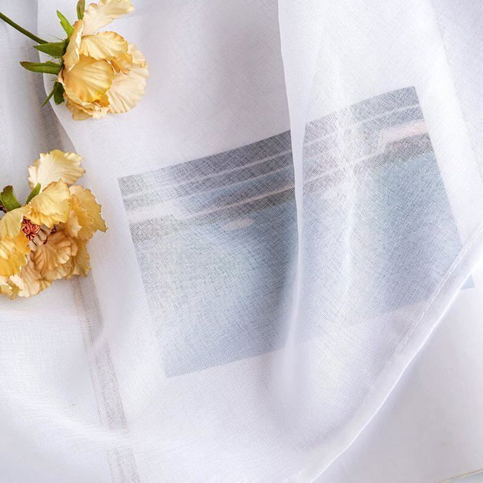 Rideau Uni Voilage Uni Riva 59x54 Blanc – Fente En Haut, Tissu Léger, Lavable, Coloris Variés