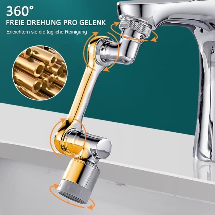 embout de robinet orientable laiton robinet rotatif à 1080 salle de bain  robinet 1080 filter faucet 2 modes réglable aérateur pour robinet pour  évier, or : : Bricolage