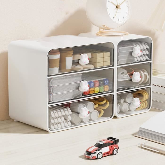 Lot De 6 Tiroirs De Rangement Plastique Empilables - Organisateur Bureau Ou Salle De Bain - Couleur Morandi - 8