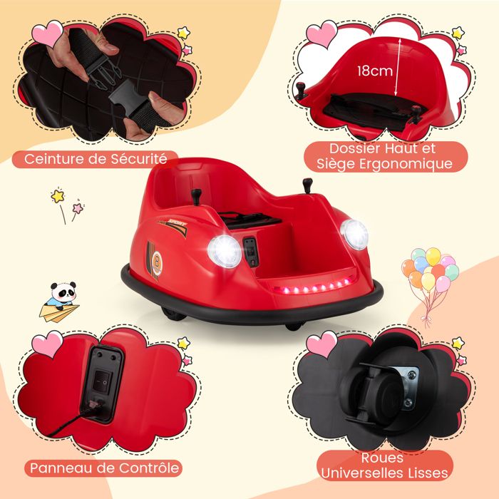 GOPLUS Voiture Electrique pour Enfants1,5 Ans+, Auto-Tamponneuse avec LED Clignotantes, Télécommande, Musical, Charge 25KG (Violet - Jeux - Jouets GOPLUS Voiture Electrique pour Enfants1,5 Ans+, Auto-Tamponneuse avec LED Clignotantes, Télécommande, Musical, Charge 25KG (Violet - Jeux - Jouets