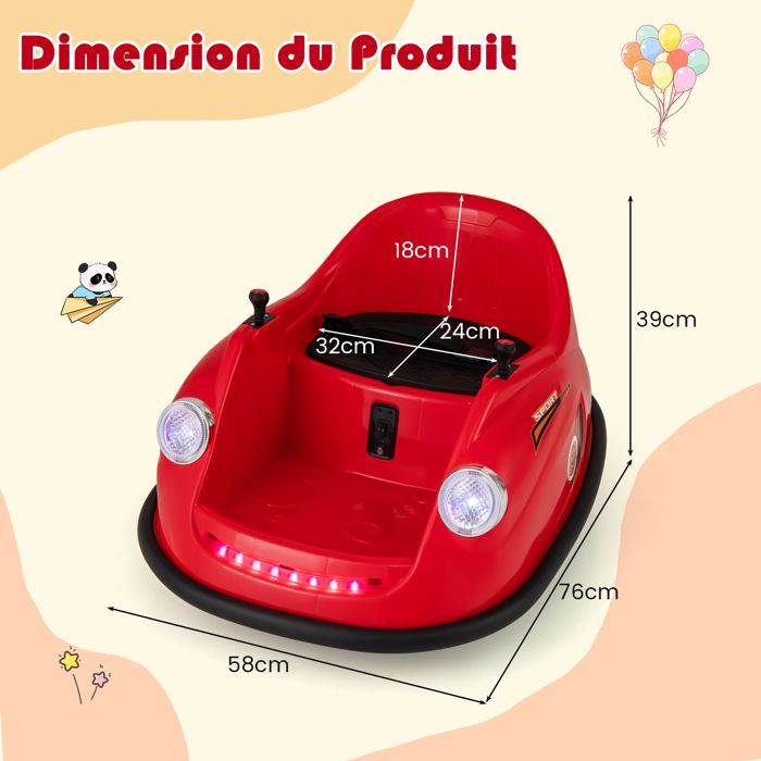 GOPLUS 12V Voiture Electrique Enfants, Auto-Tamponneuse Enfnat avec Télécommande, Rotation à 360°, Lumières LED et Musique Intégrée,Bumper pour Bébé 2-5 Ans, Charge 20KG