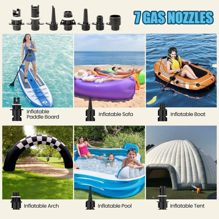Adaptateur De Pompe Pour Bateaux Gonflables – Tuyau 0,9 M Avec 7 Buses, Compatible SUP, Kayaks, Matelas, Piscines Et Tentes