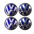 BEQ - 4pcs centre de roue 56mm VW bleu cache moyeu logo volkswagen emblème 1J0601171-0