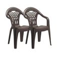 Lot de 2 chaises de jardin empilables en résine coloris Marron - Longueur 58 x Profondeur 54 x Hauteur 86 cm-0