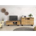 Skraut Home - Set Naturale salle à manger, meuble auxilier, buffet-meuble TV 160cm chêne nordique noir-0