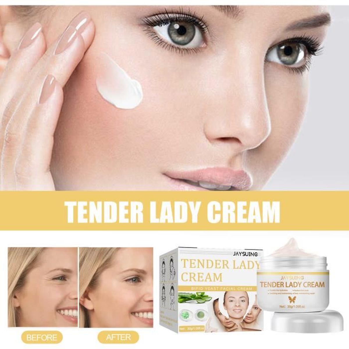 CrèMe éClaircissante Pour Le Visage 30ml, AntiâGe, AntiRides, Estompe Les Ridules, Hydrate