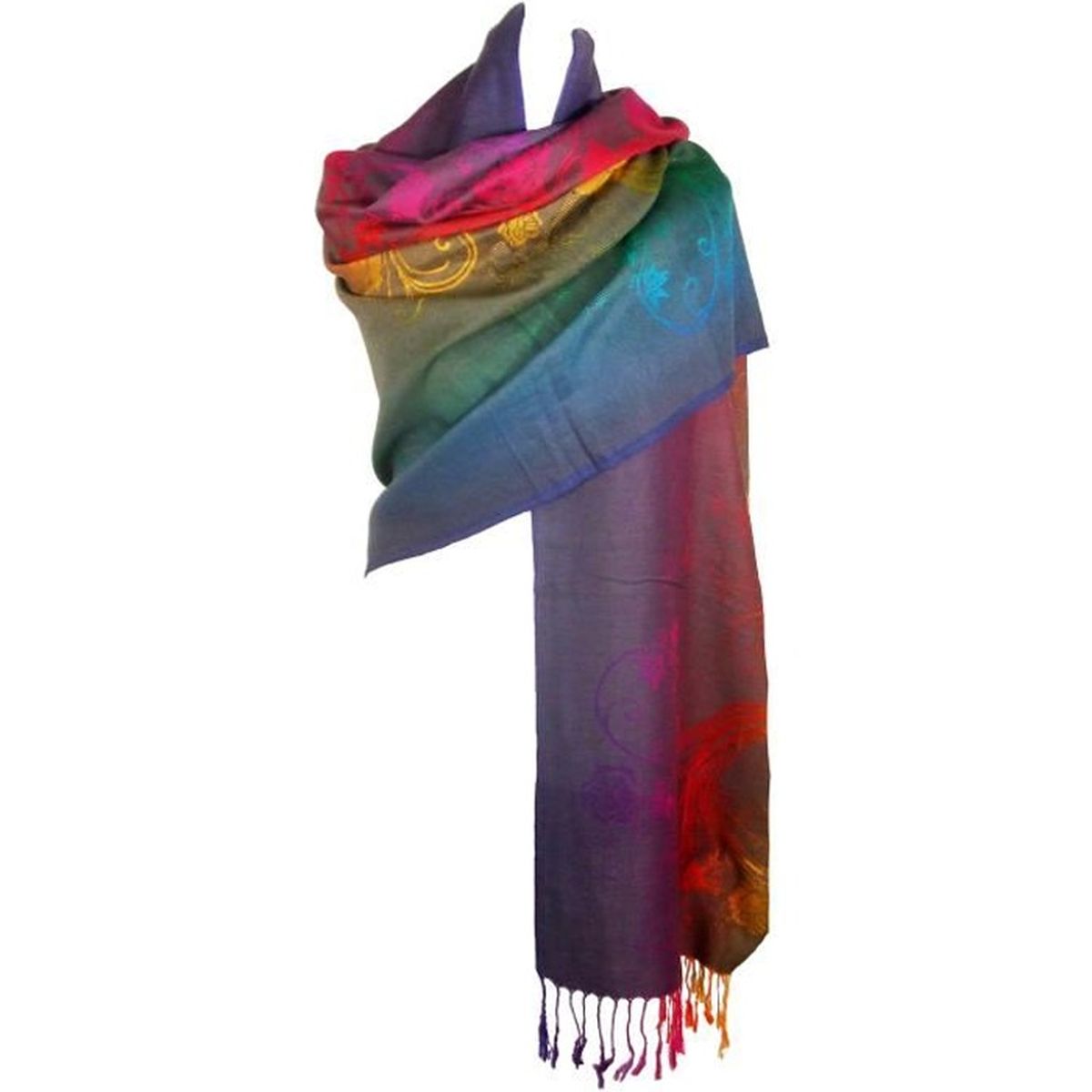 idée cadeau itendance Etole femme en laine écharpe chale multicolore