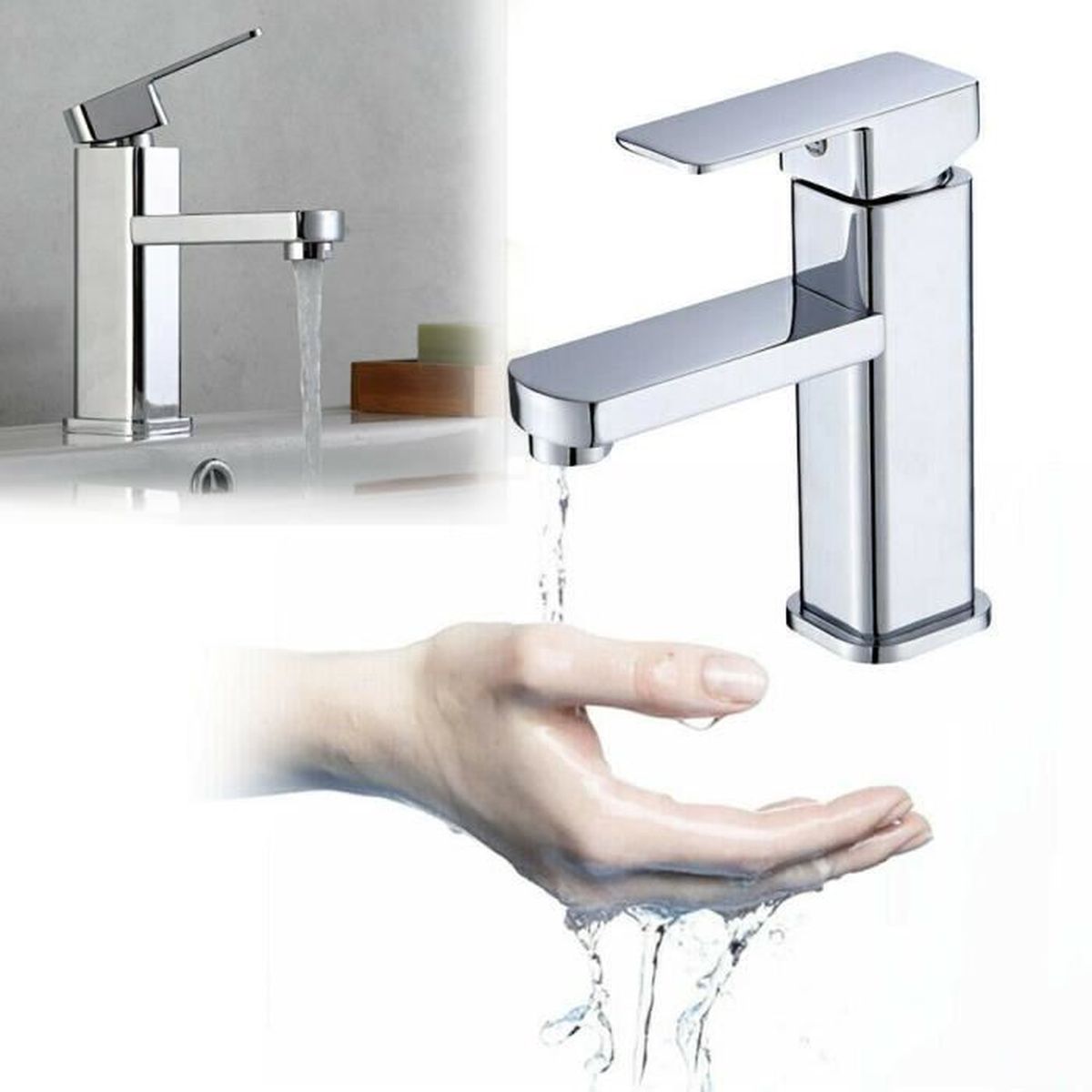 Robinet Lavabo Salle De Bain Mono-commande - Acier Inoxydable 304 - Finition Or Brossé - Cartouche Céramique - Installation Facile