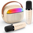 Mini machine à karaoké ATOPDREAM K30,Avec 2 micros,Machine de karaoké Bluetooth portable,Convient aux enfants et aux adultes,Blanc