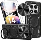 Coque pour Xiaomi Redmi Note 14 Pro 5G - avec Anneau + 2 Verres Trempés - Noir - E.F.Connection®