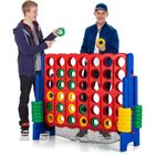 COSTWAY Jeux Puissance 4 Géant 4-à-la-Suite pour Enfant avec Filet pour Récupérer,Leviers à Enclencher des Jetons 42 Anneaux