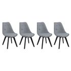 HAPPY GARDEN Lot de 4 chaises en velours NORA grises avec coussin