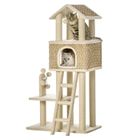 PawHut - Arbre à chat - Panneaux de particules classe E1 - 69x40x131cm - Crème